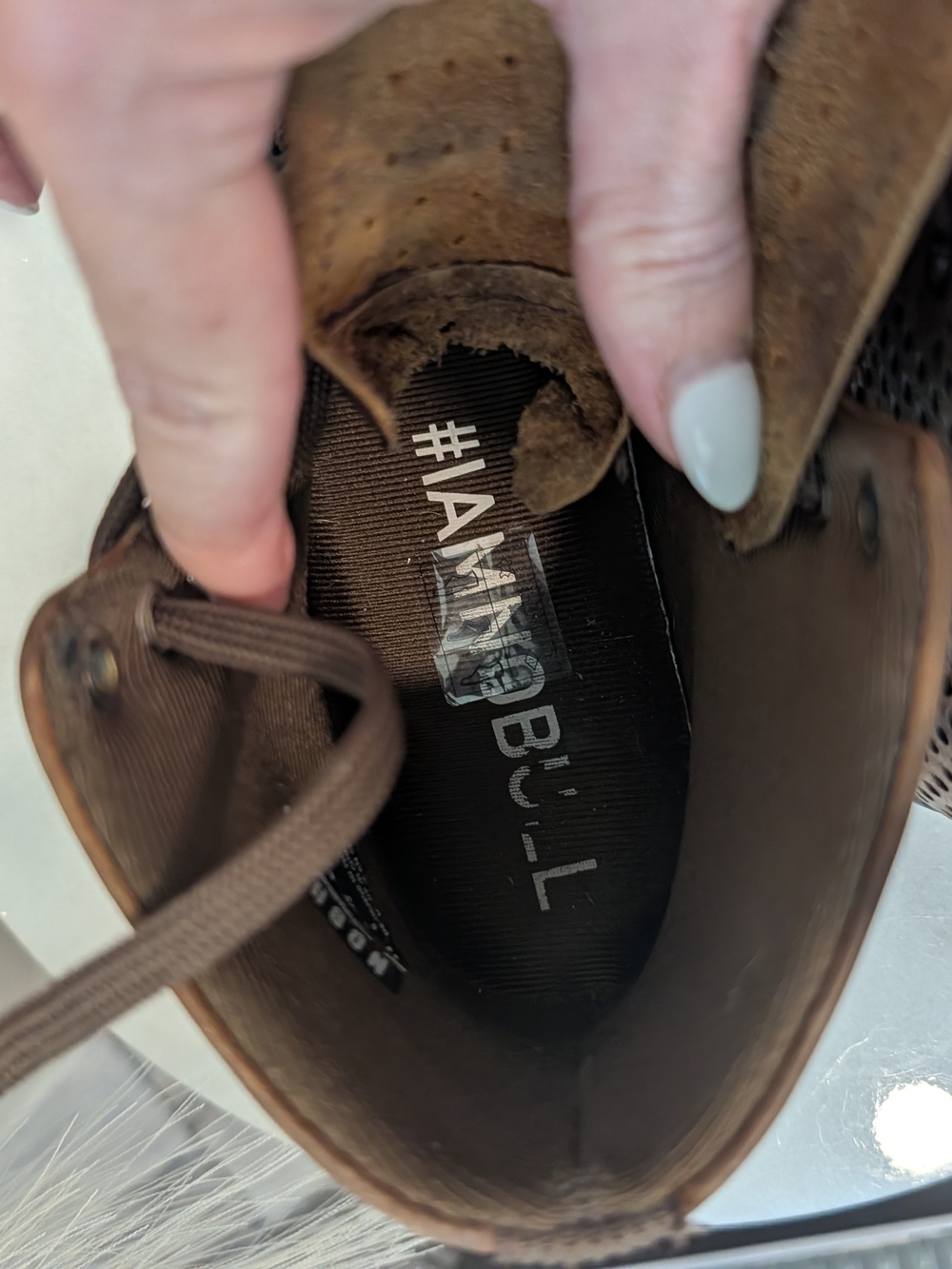 NOBULL Brown Perforated High-Top Coffee Brown Leather Athletic Shoes Sz 8 - Picture 5 of 13
